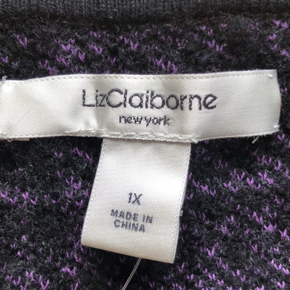 LIZ CLAIRBORNE 1X LADIES CARDIGAN SWEATER 45% COTTON 43% WOOL 12% NYLON - Picture 7 of 10